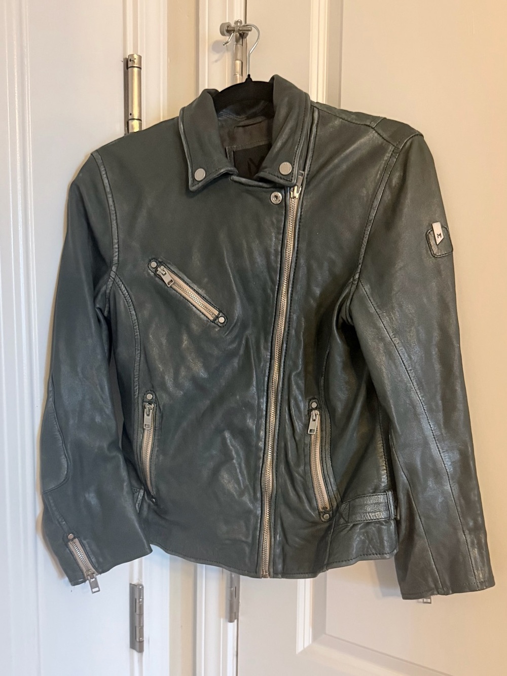 Mauritius Deep Green lamb Leather biker Jacket